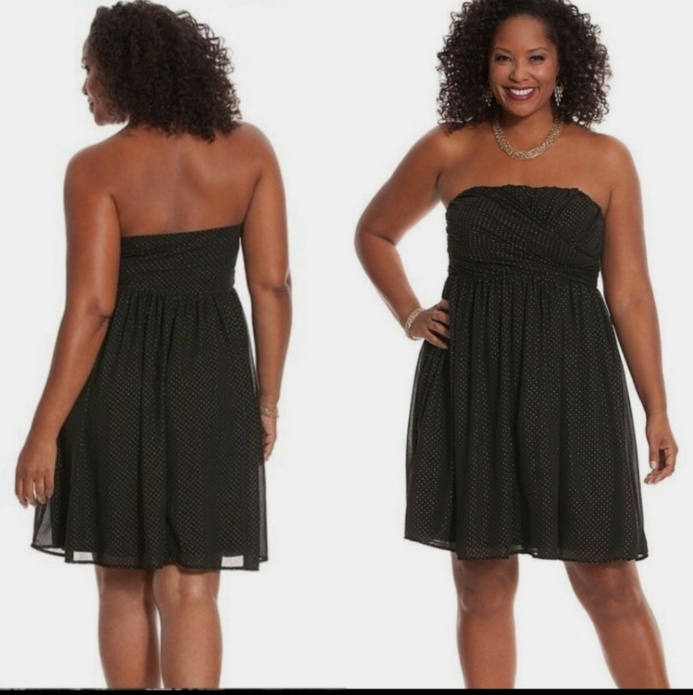 Lane Bryant gold sparkle strapless party dress